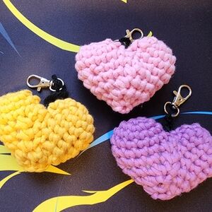 Keychain/Bag Charm - Crochet Heart Keyring - Customizable and Adorable!